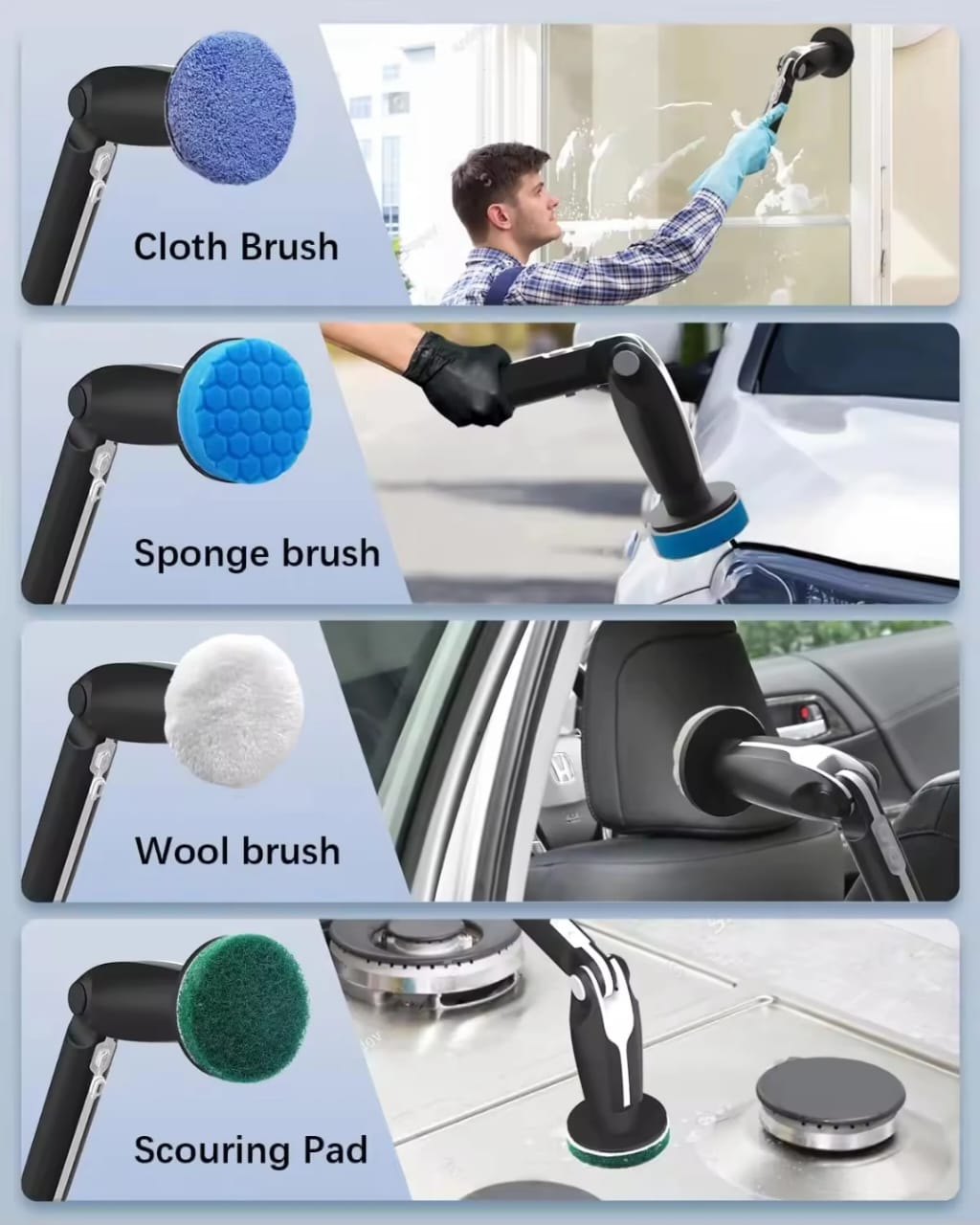 LDQ Electric spin scrubber, Electric cleaning Brush, Screen Display, Replaceable 8 brush Head, Adjustable Extended Handle, 360 Cleaning Brush Bathroom, Bathtub, Tiles, USB-C, Charging Cable.